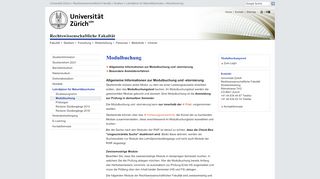 
                            2. UZH - Rechtswissenschaftliche Fakultät - Modulbuchung