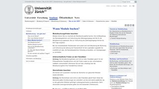 
                            9. UZH - Universität Zürich - Wann Module buchen?