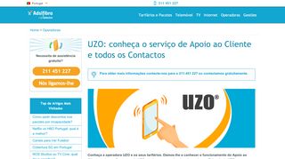 
                            11. UZO: tarifário, telemóveis e contactos de apoio ao cliente - ADSLFibra