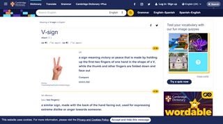 
                            10. V-sign | meaning in the Cambridge English Dictionary