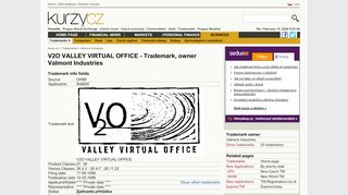 
                            11. V2O VALLEY VIRTUAL OFFICE - Trademark, owner Valmont Industries