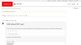 
                            6. V490 default RSC login | Oracle Community