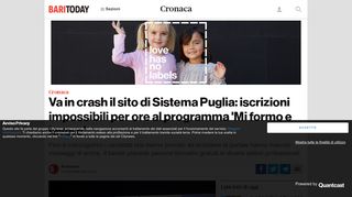 
                            4. Va in crash il sito di Sistema Puglia: iscrizioni impossibili al ...