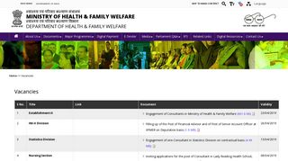 
                            8. Vacancies | Ministry of Health and Family Welfare | GOI