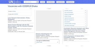 
                            11. Vacancies with ICDDR,B Dhaka | UNjobs