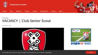 
                            9. VACANCY | Club Senior Scout - News - Rotherham United