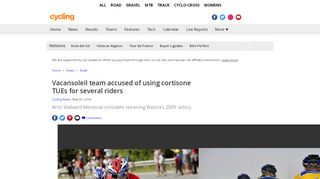 
                            11. Vacansoleil team accused of using cortisone TUEs for several riders ...