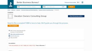 
                            8. Vacation Owners Consulting Group | Complaints | Better Business ...