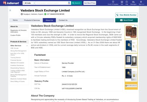 
                            5. Vadodara Stock Exchange Limited - Service Provider from Sayajigunj ...