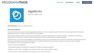 
                            9. VAGA(S) da empresa : AlgaWorks - ProgramaThor