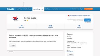 
                            11. Vagas de Emprego BIOVIDA SAÚDE | Infojobs