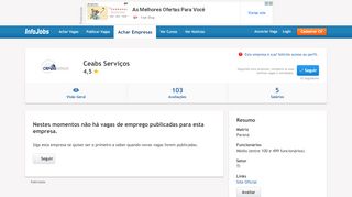 
                            13. Vagas de Emprego CEABS SERVIÇOS | Infojobs