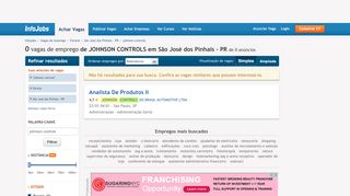 
                            10. Vagas de Emprego de JOHNSON CONTROLS em São José dos ...