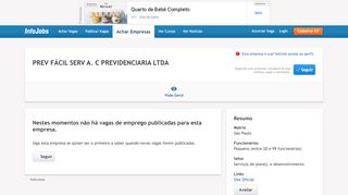 
                            9. Vagas de Emprego PREV FÁCIL SERV A. C PREVIDENCIARIA LTDA ...