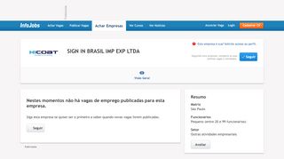 
                            2. Vagas de Emprego SIGN IN BRASIL IMP EXP LTDA | Infojobs