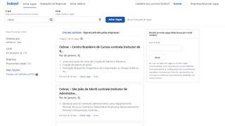 
                            11. Vagas de Emprego, Trabalho: Cebrac | Indeed.com.br