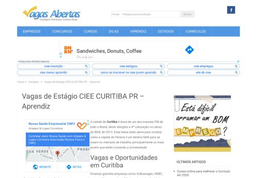 
                            9. Vagas de Estágio CIEE CURITIBA PR - Aprendiz | Vagas Abertas 2019