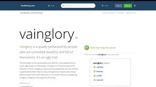
                            13. vainglory - Dictionary Definition : Vocabulary.com