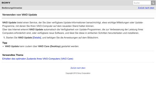 
                            5. VAIO-Benutzerhandbuch | Verwenden von VAIO Update