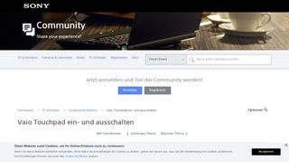 
                            4. Vaio Touchpad ein- und ausschalten - Sony