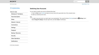 
                            4. VAIO User Guide | Switching User Accounts