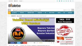 
                            13. Vakıflar Genel Müdürlüğü (VGM) 2017/2018 Yılı Burs Başvuruları -