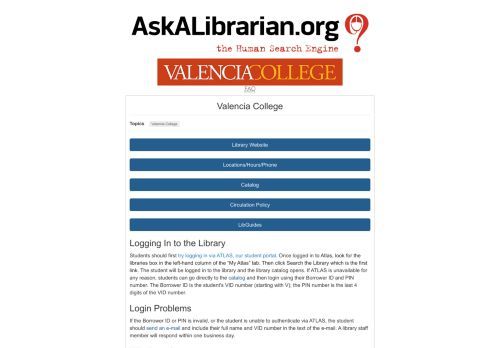 
                            7. Valencia College FAQ - Ask a Librarian