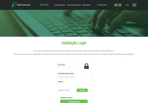 
                            1. Validação Login | Estapar Estacionamentos