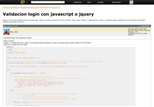 
                            3. Validacion login con javascript o jquery - Foros del Web