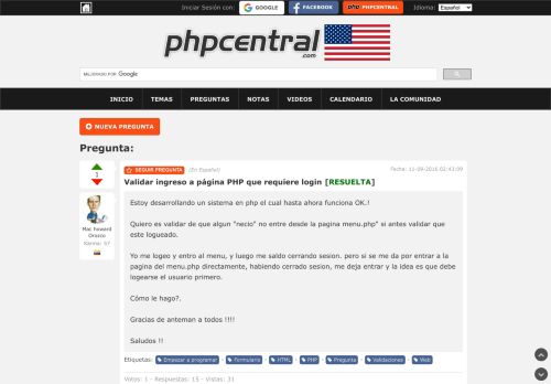 
                            9. Validar ingreso a página PHP que requiere login - PHPCentral