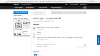 
                            10. Validar login com sql server - MSDN - Microsoft
