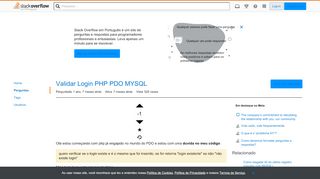 
                            4. Validar Login PHP PDO MYSQL - Stack Overflow em Português