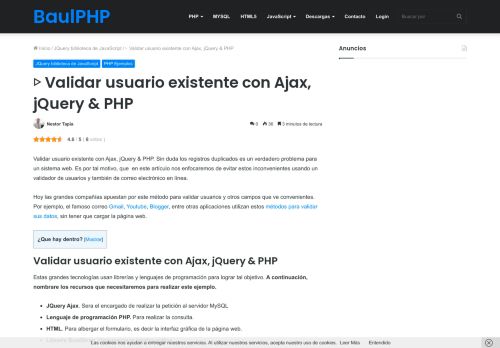 
                            5. ▷ Validar usuario existente con Ajax, jQuery & PHP » BaulPHP