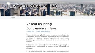 
                            1. Validar Usuario y Contraseña en Java. | JVMAO PROGRAMMING