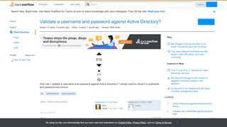 
                            2. Validate a username and password against Active Directory? - Stack ...