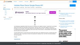 
                            11. Validate Place Owner Google Places API - Stack Overflow
