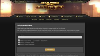
                            2. Validate Your Email | Star Wars: The Old Republic