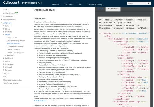 
                            10. ValidateOrderList – Cdiscount – Marketplace - Cdiscount Open API