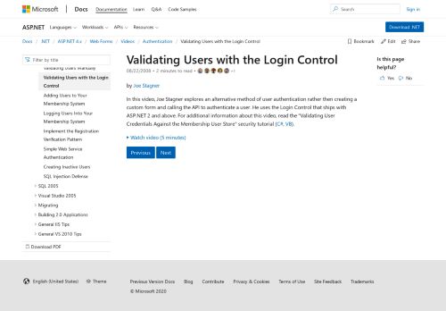 
                            11. Validating Users with the Login Control | Microsoft Docs