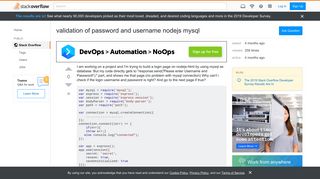 
                            5. validation of password and username nodejs mysql - Stack Overflow