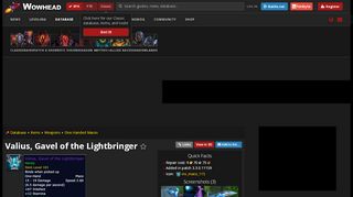 
                            11. Valius, Gavel of the Lightbringer - Item - World of Warcraft - Wowhead