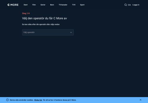 
                            8. Välj din operatör - Streama på C More