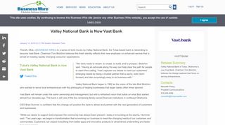 
                            13. Valley National Bank is Now Vast Bank | Business Wire