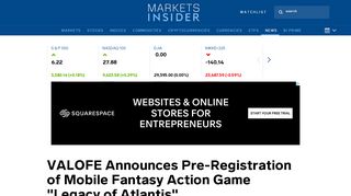 
                            13. VALOFE Announces Pre-Registration of Mobile Fantasy Action ...
