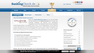 
                            4. VALOVIS BANK MasterCard select | BankingCheck.de