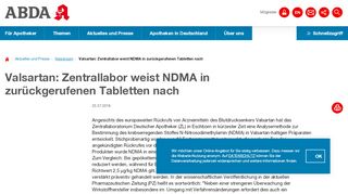 
                            13. Valsartan: Zentrallabor weist NDMA in zurückgerufenen Tabletten ...