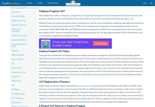 
                            6. Value Added Tax in Madhya Pradesh - Check Rates - BankBazaar