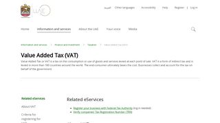 
                            8. Value Added Tax (VAT) - The Official Portal of the UAE Government