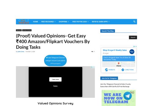 
                            13. Valued Opinions Survey - Easily Get Free Rs.500 Amazon Flipkart ...