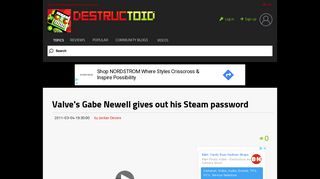
                            10. Valve's Gabe Newell gives out his Steam password - Destructoid